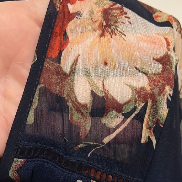 Band of Gypsies Black Floral Maxi Faux Wrap Dress - Picture 5 of 7